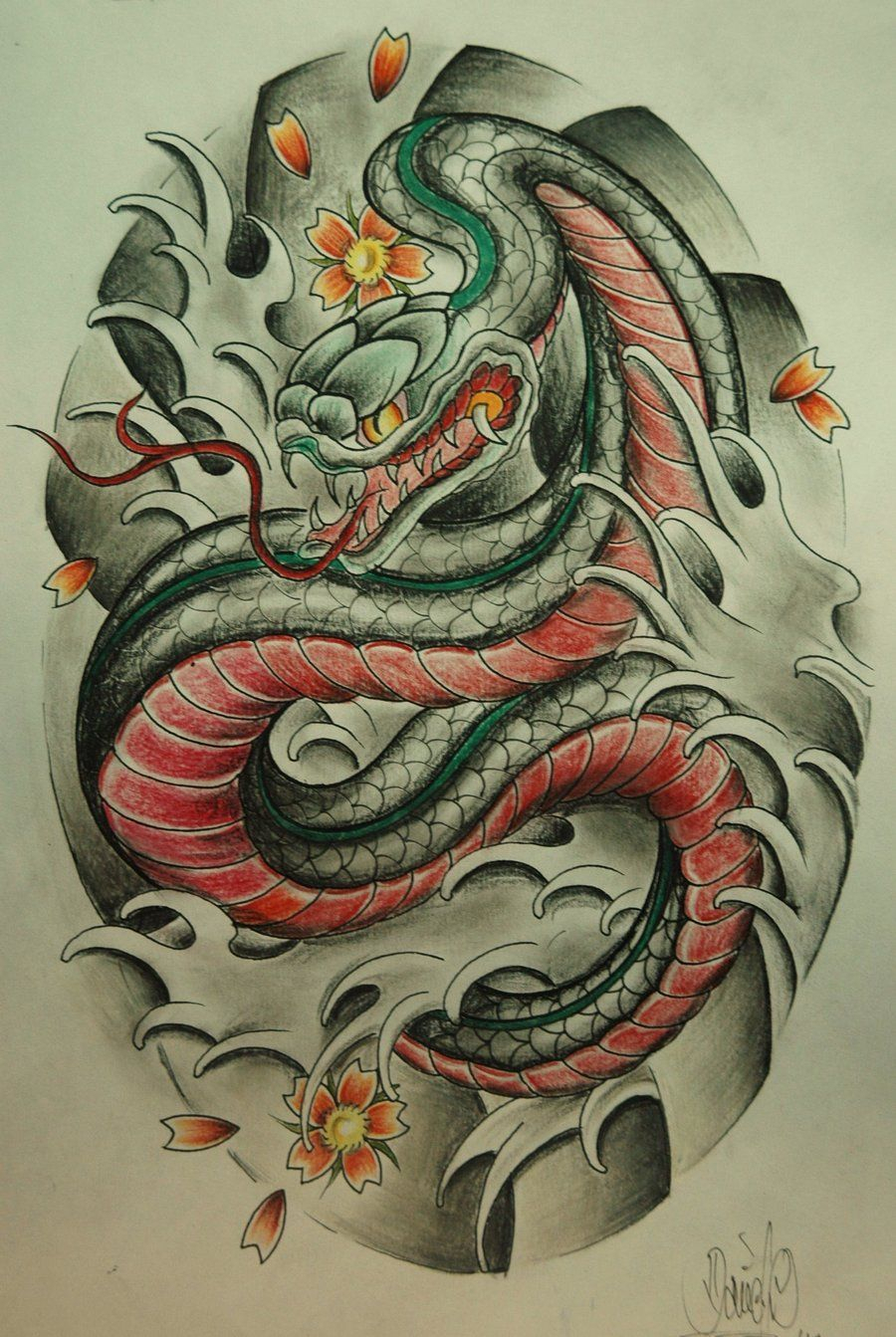 900x1343 Tattoo Japanese Snake Neo Snake Sketch - Google Search Sketch.