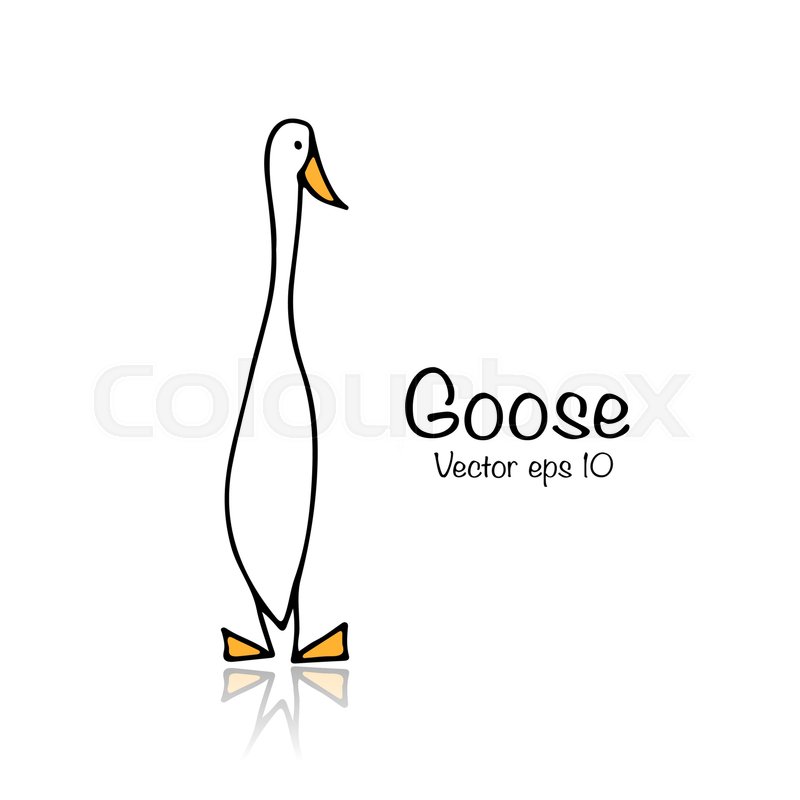 800x800 Funny Goose, Sketch For Your Design. Vector Illustration Stock - Goose Sketch