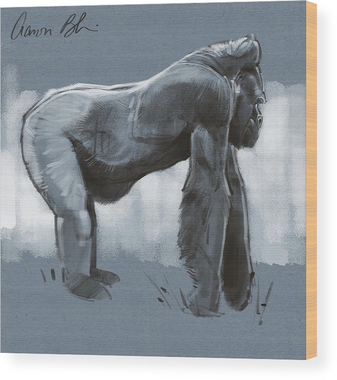 656x740 Gorilla Sketch Wood Print By Aaron Blaise - Gorilla Sketch