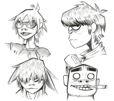 400x355 Twisted Mind My Quick Sketch Of Gorillaz Characters - Gorillaz Sketch