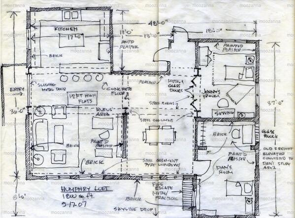 599x442 Moo! On Twitter Concept Sketch Of The Humphrey Loft - Gossip Girl Sketch