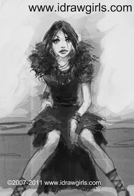 274x400 How To Draw Manga Goth Anime Girl Step By Step Video Tutorial. - Goth Girl Sketch