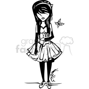 300x300 Royalty Free Goth Girl 384761 Vector Clip Art Image - Goth Girl Sketch