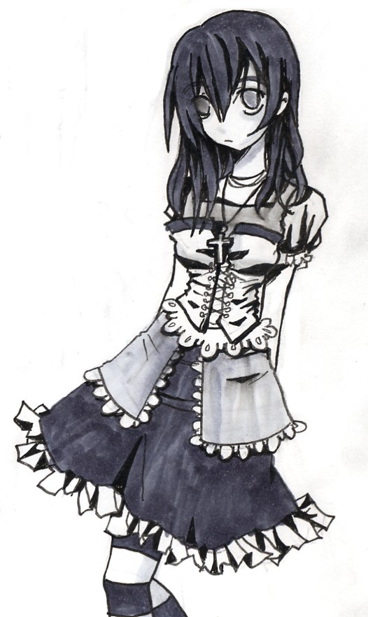 526x882 Just A Draw Of My Goth Girl By Jump Button - Goth Girl Sketch