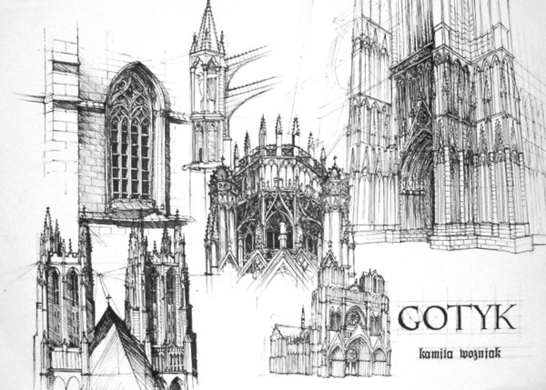 600x429 Gothic Architecture Drawing - Gothic Cathedral Sketch