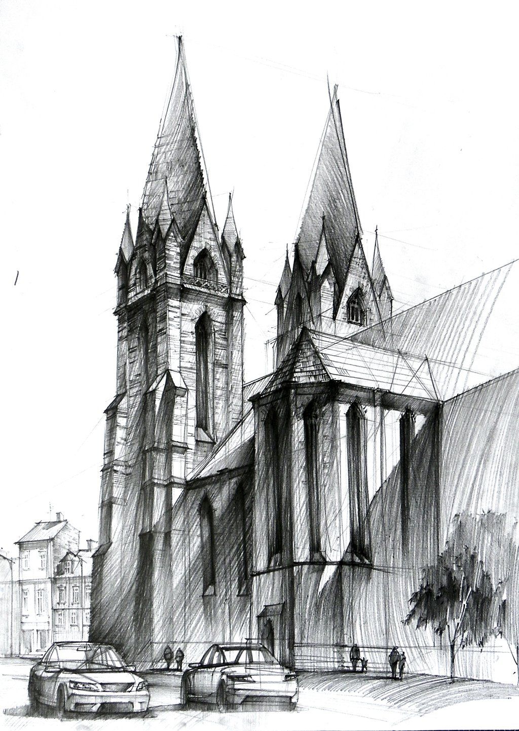 1024x1442 Gothic Cathedral Ii Katedra Gotycka Ii By Architecture - Gothic Cathedral Sketch