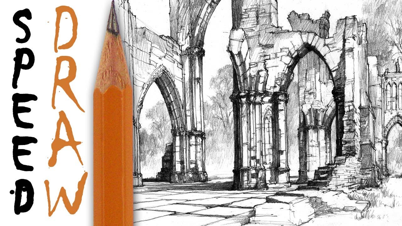 1280x720 How To Draw Architecture Rysunek Architektoniczny - Gothic Cathedral Sketch