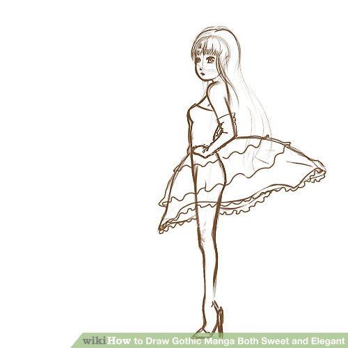 500x500 How To Draw Gothic Manga Both Sweet And Elegant 6 Steps - Gothic Cross Sketch