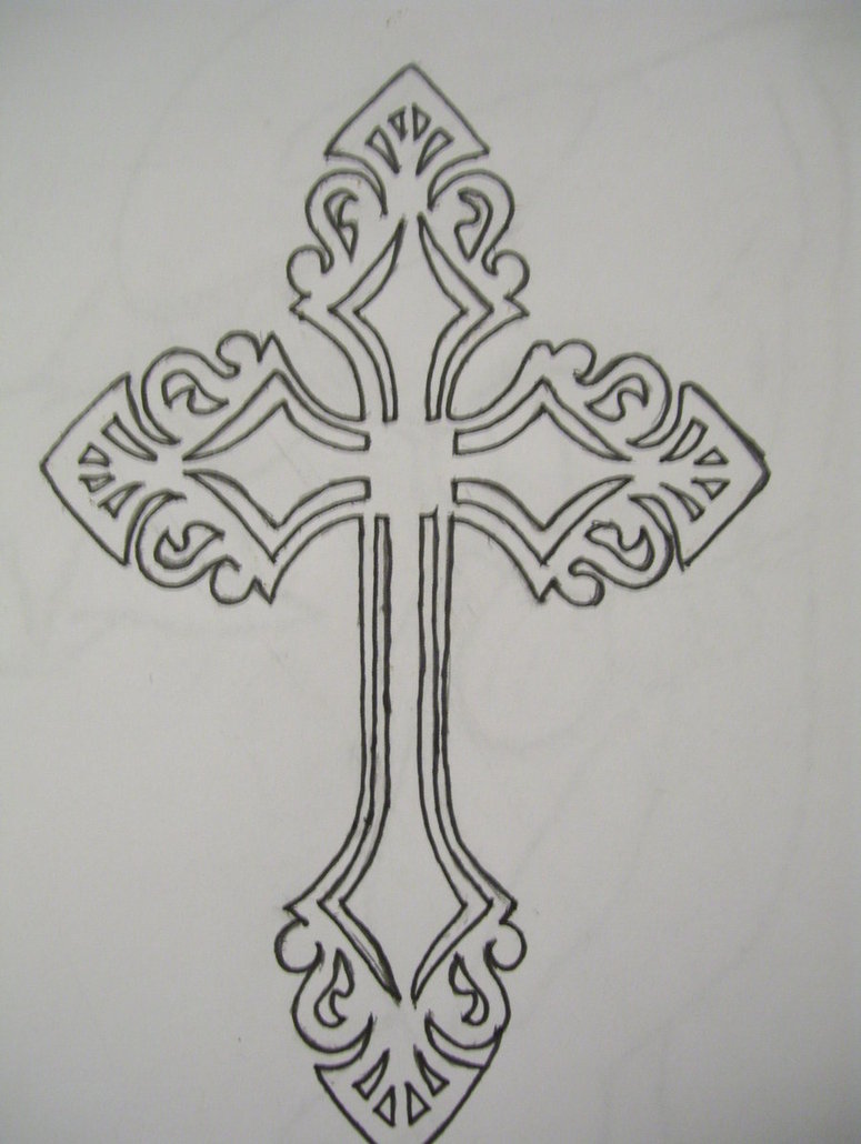 775x1030 25 Best Cross Tattoos Designs For Men - Gothic Cross Sketch