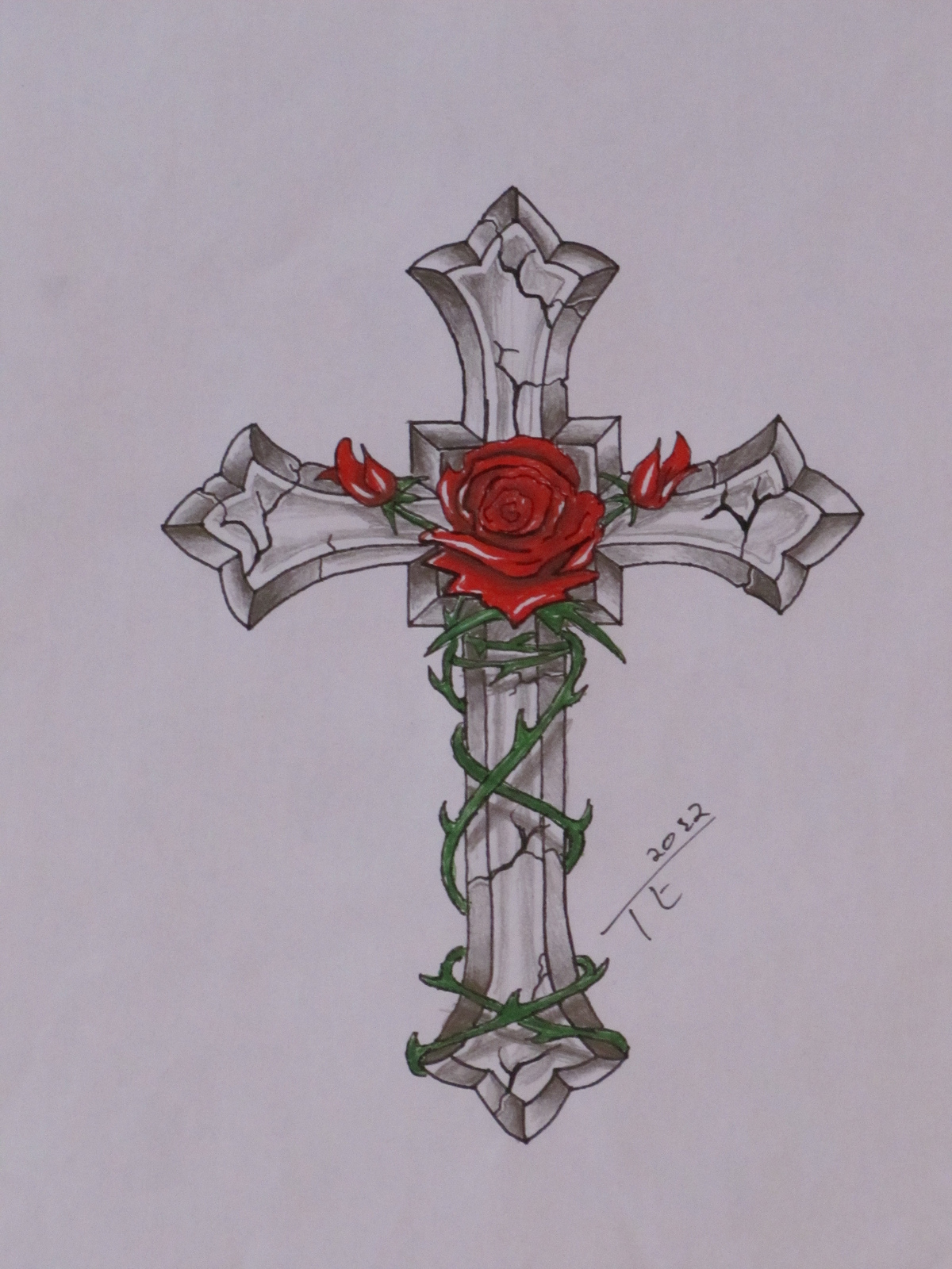1200x1600 Best Rose Cross Wallpaper On Hipwallpaper Vintage Rose - Gothic Cross Sketch