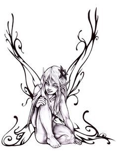 236x326 Fairy Sketches Black And White - Gothic Fairy Sketches