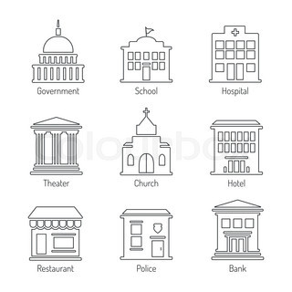 320x320 Government Building Icons Set In Hand Draw Style Of Post Cemetery - Government Sketch