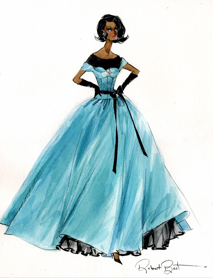 736x962 Aa Ball Gown Sketch By Robert Best Dutch Fashion Doll World - Gown Sketch