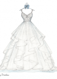 200x275 Wedding Dress Sketch Gallery Dreamlines Sketches - Gown Sketch