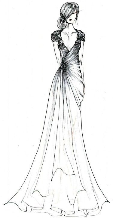 Gown Sketch at PaintingValley.com | Explore collection of Gown Sketch