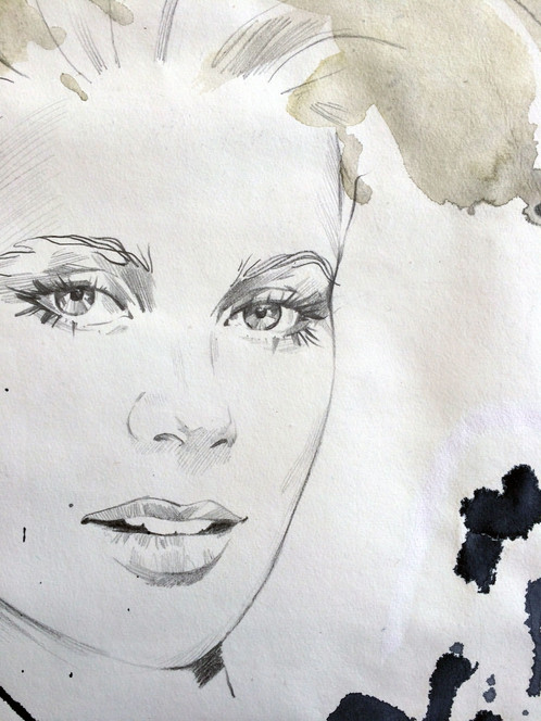 498x664 Original Work Grace Kelly 3 75x55cm, Mixed Media On Paper - Grace Kelly Sketch