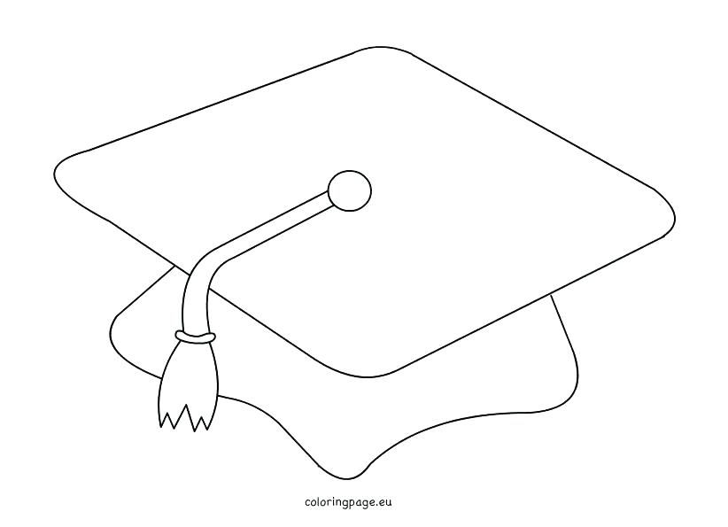 822x595 Coloring Sketch Graduation Cap And Diploma Coloring Pages - Graduation Cap Sketch