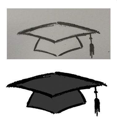 378x448 Graduation Cap Sketch - Graduation Hat Sketch
