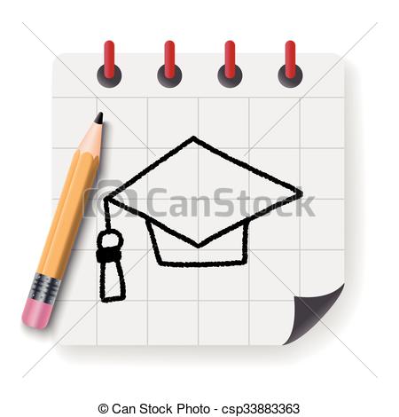 450x470 Graduation Hat Doodle Drawing Clip Art Vector - Graduation Hat Sketch