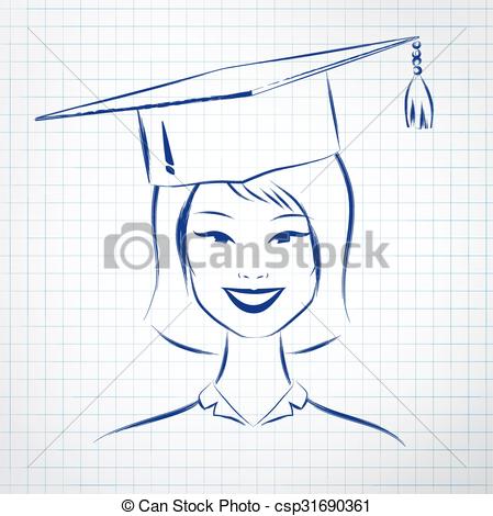 Graduation Hat Sketch at PaintingValley.com | Explore collection of ...