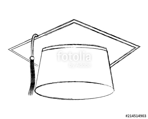 500x400 Graduation Hat School Accessory Success Vector Illustration Sketch - Graduation Hat Sketch
