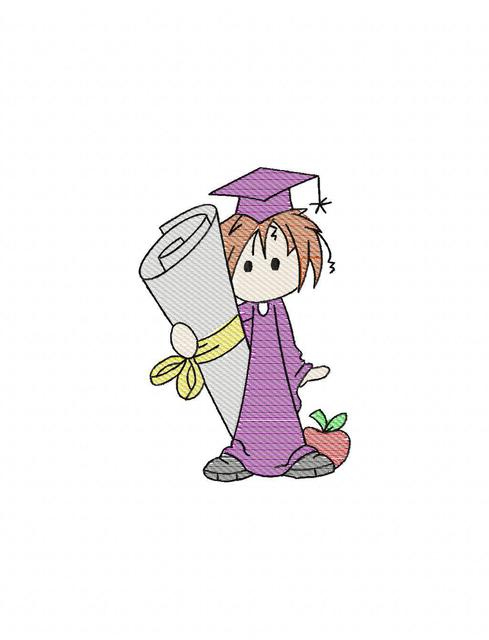 489x640 Deacon Graduation Sketch Embroidery Design - Graduation Sketch