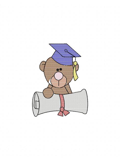 489x640 Bear Graduation Sketch Embroidery Design - Graduation Sketch