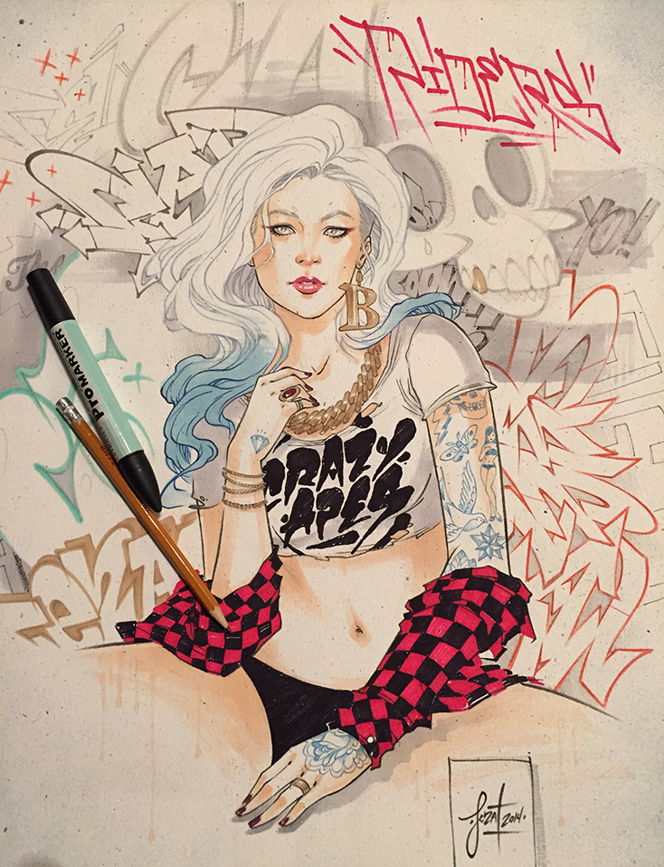 734x958 Graffiti Girl. By Fezat1 - Graffiti Girl Sketch