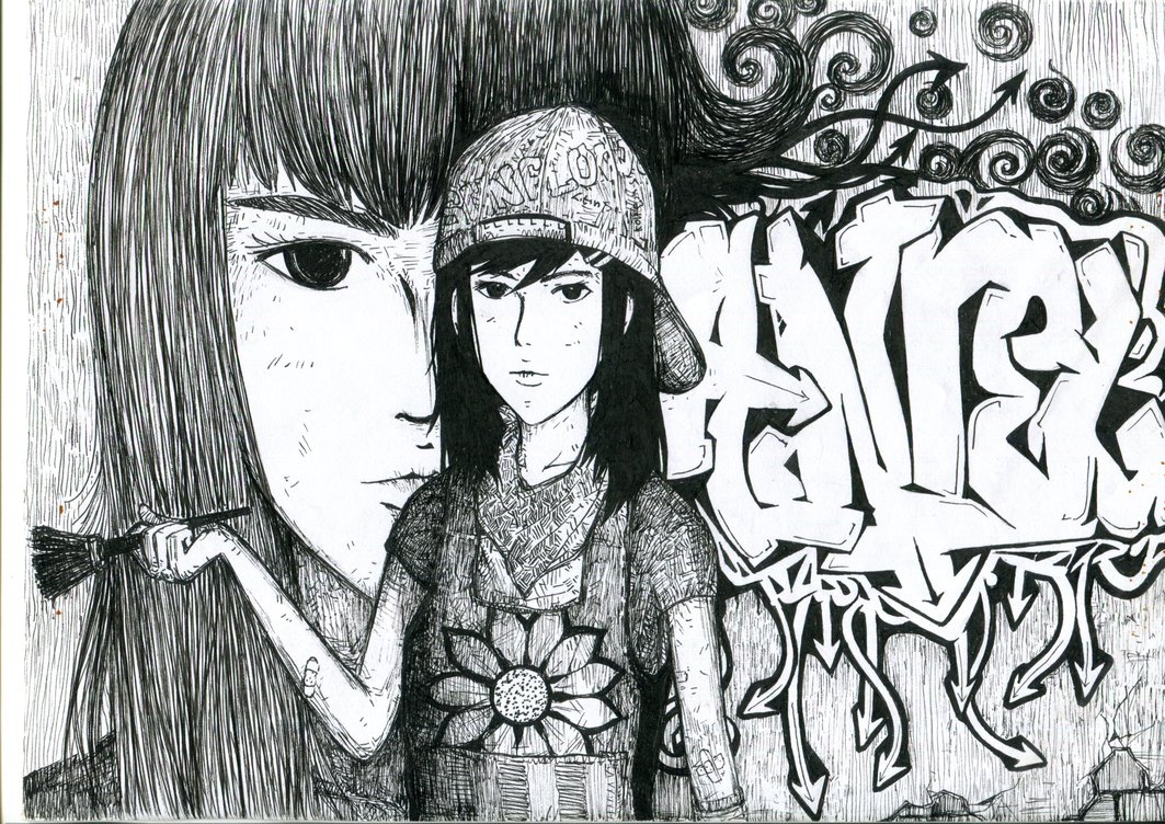 1063x752 Graffiti Girl 2.0 By Lampsea12 - Graffiti Girl Sketch
