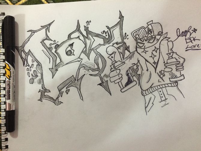 670x503 How To Draw Graffiti Letters 13 Steps (With Pictures) - Graffiti Letters Sketch