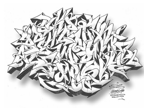 600x450 Graffiti Walls A Sketch Graffiti Alphabet Letters A Z With - Graffiti Letters Sketch