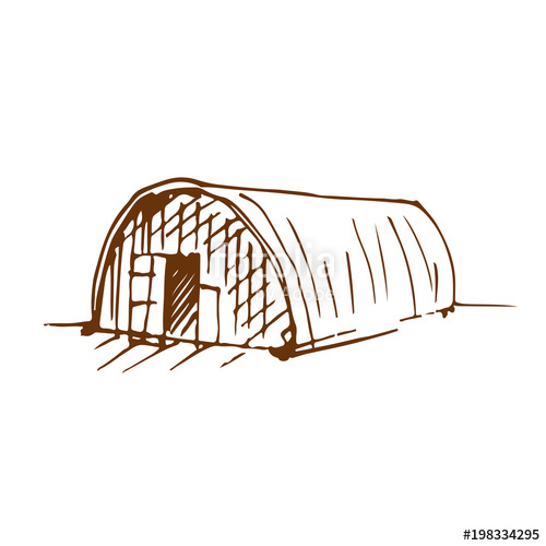 500x500 Hand Drawn Warehouse Hangar, Arched Hangar For Grain. Sketch - Grain Sketch