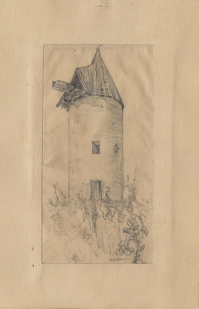 643x1000 Sketch Of A Grain Silo In Castillon - Grain Sketch
