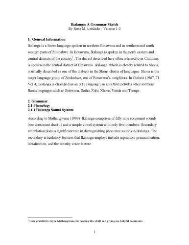 386x500 Download E Books Ikalanga A Grammar Sketch Pdf - Grammar Sketch