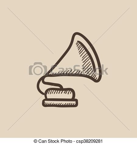 450x470 Gramophone Sketch Icon. Gramophone Vector Sketch Icon Isolated On - Gramophone Sketch