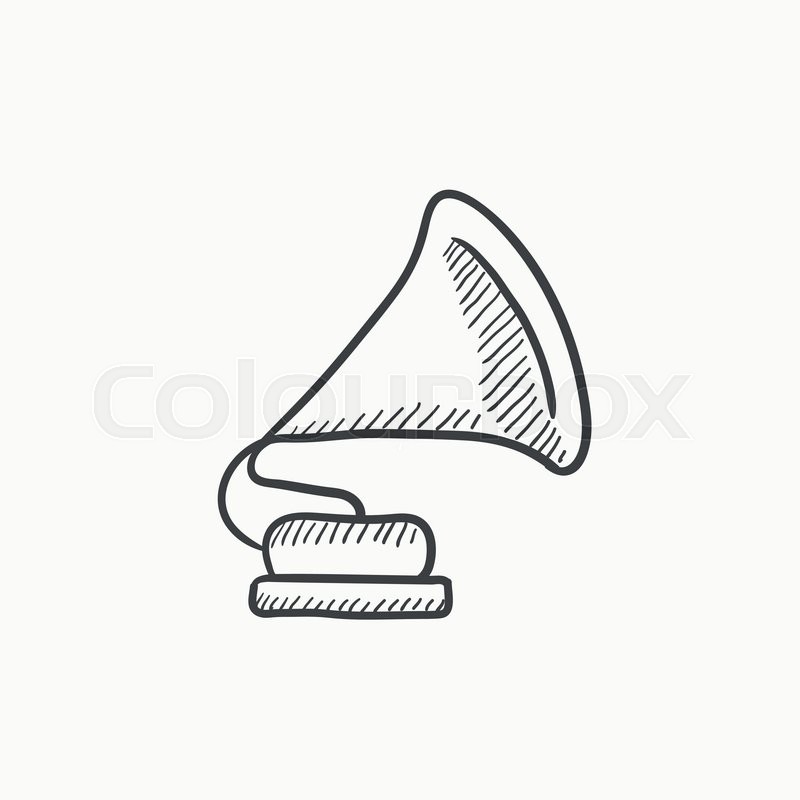 800x800 Gramophone Vector Sketch Icon Isolated On Background. Hand Drawn - Gramophone Sketch