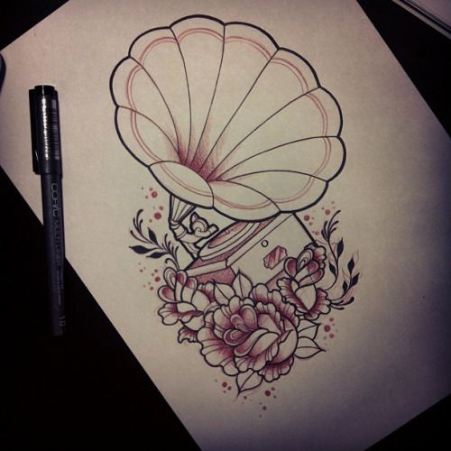 500x500 Phonograph Or Gramophone Sketch Tats Tattoos - Gramophone Sketch