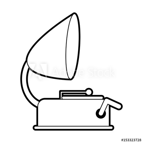 500x500 Sketch Silhouette Image Old Gramophone Musical Sound Icon Vector - Gramophone Sketch