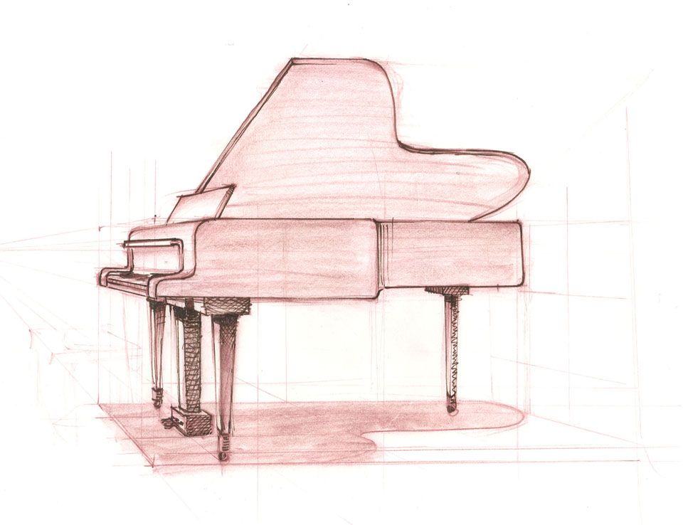 960x738 Grand Piano Sketch More Perspective In Piano Sketching Piano - Grand Piano Sketch