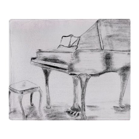 460x460 Grand Piano Sketch Throw Blanket By Durangokidsmusic - Grand Piano Sketch