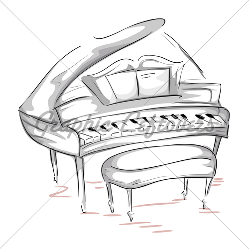 500x500 Grand Piano Gl Stock Images - Grand Piano Sketch
