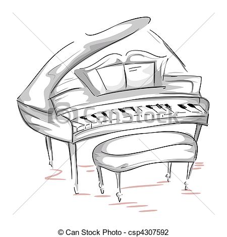 450x470 Sketch Of A Grand Piano. - Grand Piano Sketch