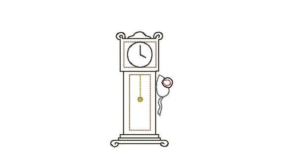 570x333 Nursery Rhyme Grandfather Clock And Mouse Vintage Stitch Etsy - Grandfather Clock Sketch