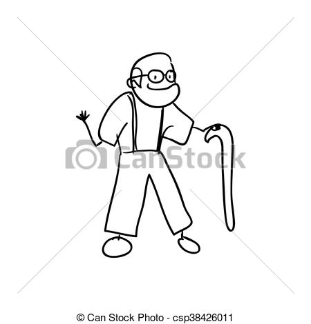 450x470 Grandfather Icon. Oldpeople And Cartoon. Vector Graphic. Old - Grandfather Sketch