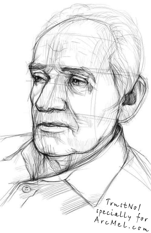 499x768 How To Draw A Grandfather Step By Step - Grandfather Sketch