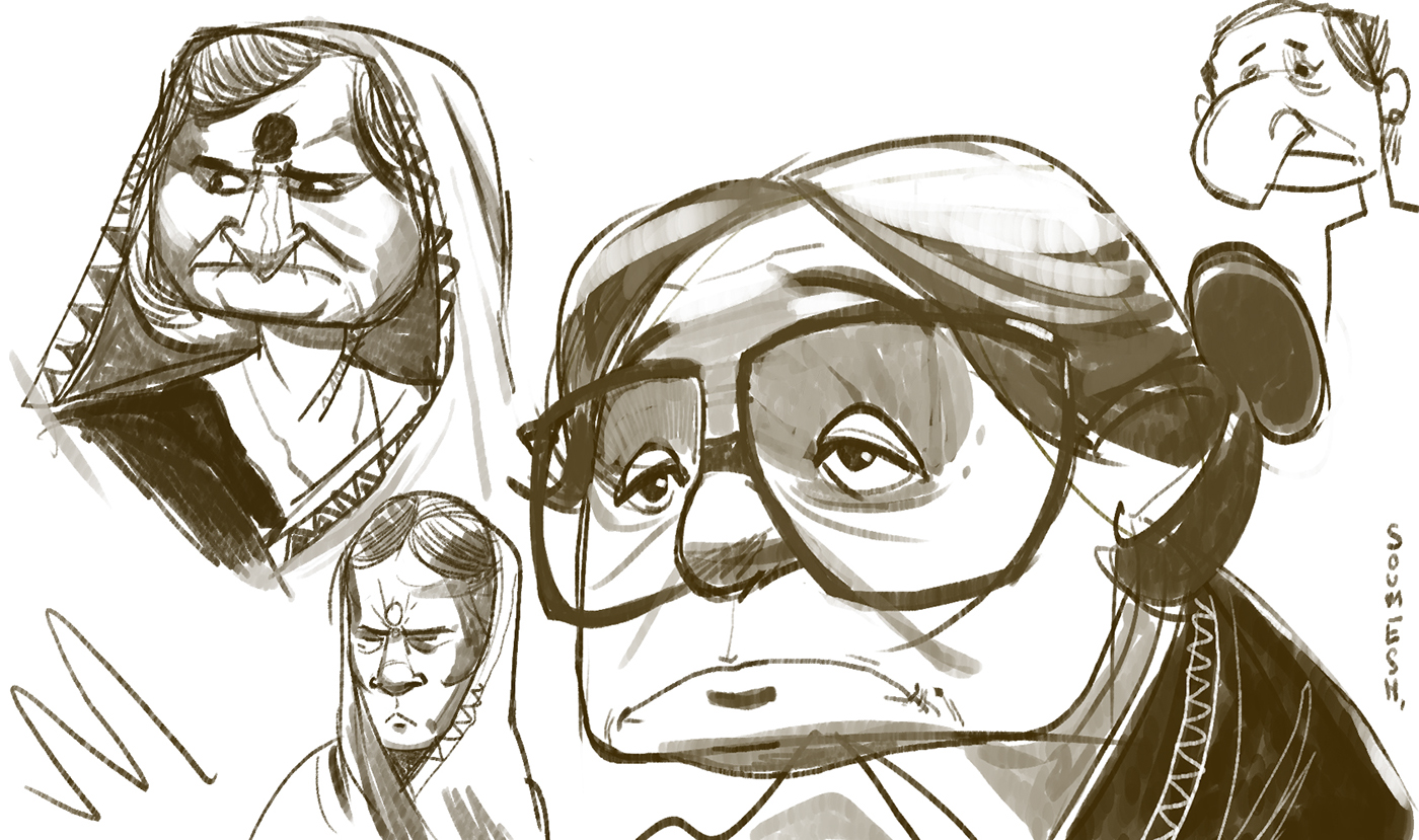 1400x829 Indian Grandma On Behance - Grandma Sketch