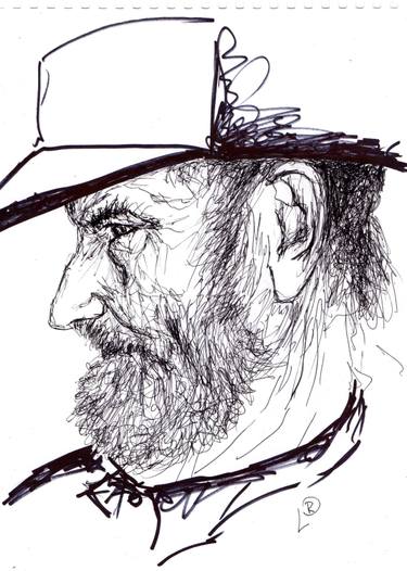375x526 Russian Grandpa Drawing By Liga Rudava Saatchi Art - Grandpa Sketch