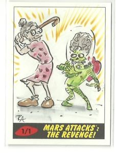 227x300 2017 Topps Mars Attacks The Revenge ! Fighting Granny Sketch By Ra - Granny Sketch