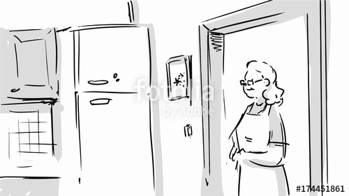 500x282 Granny In The Kitchen Storyboard Vector Sketch Illustration Stock - Granny Sketch