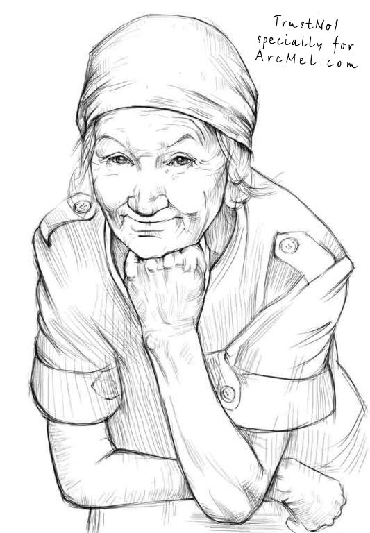 533x768 How To Draw A Grandma Step By Step - Granny Sketch